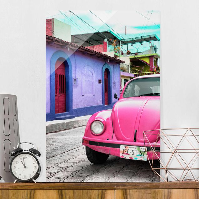 Obrazy nowoczesne Różowy VW Beetle