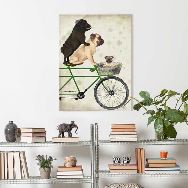 Obrazy na szkle portret Wycieczka rowerowa - Pugs on Bikes