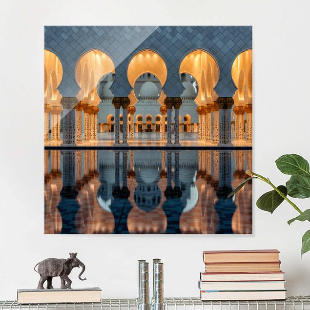 Obrazy na szkle architektura i horyzont Refleksje w meczecie