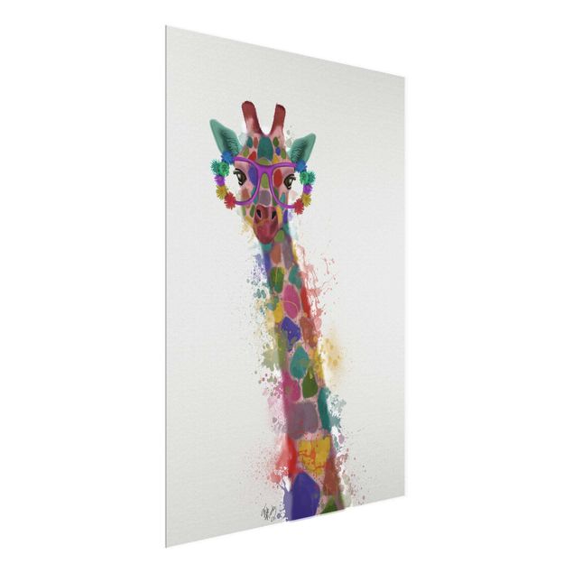 Obrazy na szkle zwierzęta Rainbow Splash Żyrafa