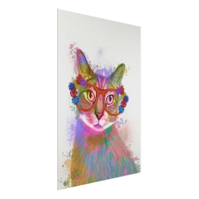 Obrazy na szkle zwierzęta Rainbow Splash Cat