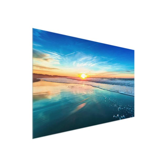 Obrazy na szkle plaża Romantyczny zachód słońca nad morzem