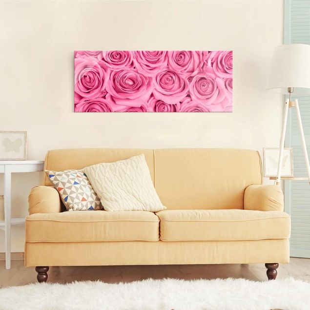 Obrazy na szkle panorama Różowe róże