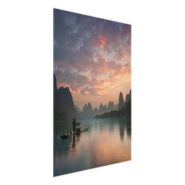 Obrazy na szkle krajobraz Wschód słońca nad rzeką Chińską
