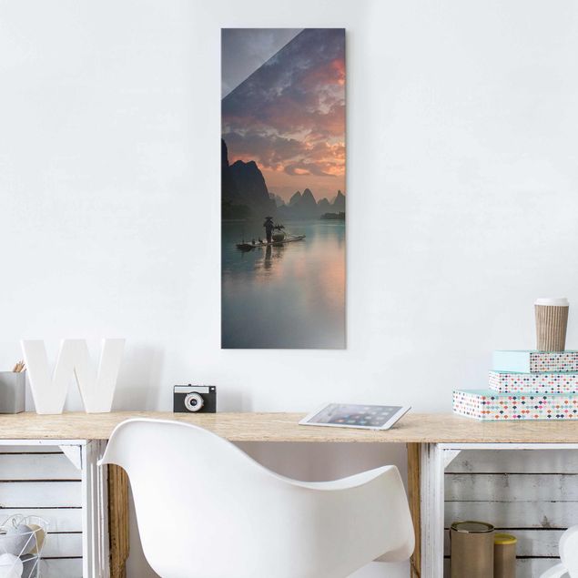 Obrazy na szkle portret Wschód słońca nad rzeką Chińską