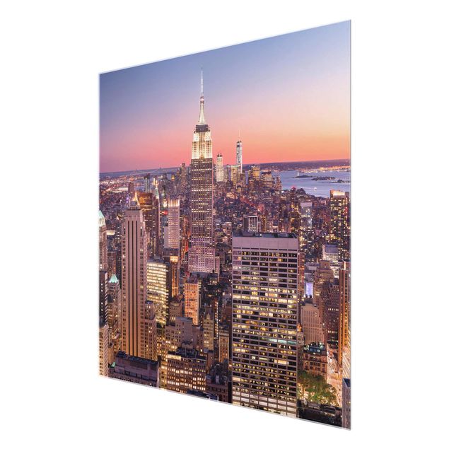 Obrazy na szkle krajobraz Zachód słońca Manhattan Nowy Jork