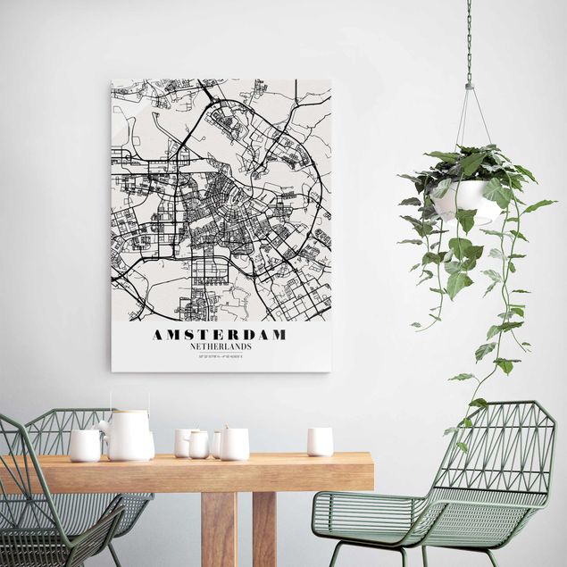 Obrazy na szkle portret Mapa miasta Amsterdam - Klasyczna