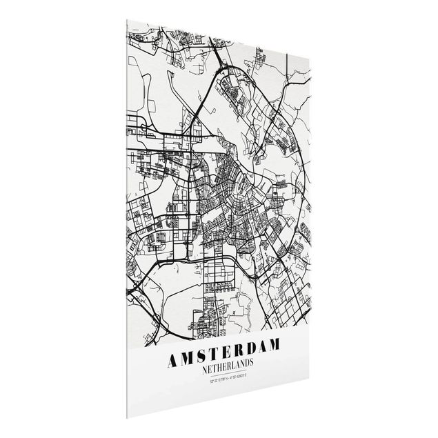 Obrazy na szkle powiedzenia Mapa miasta Amsterdam - Klasyczna