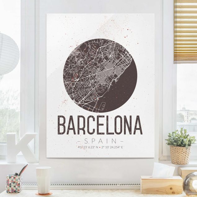 Dekoracja do kuchni Mapa miasta Barcelona - Retro