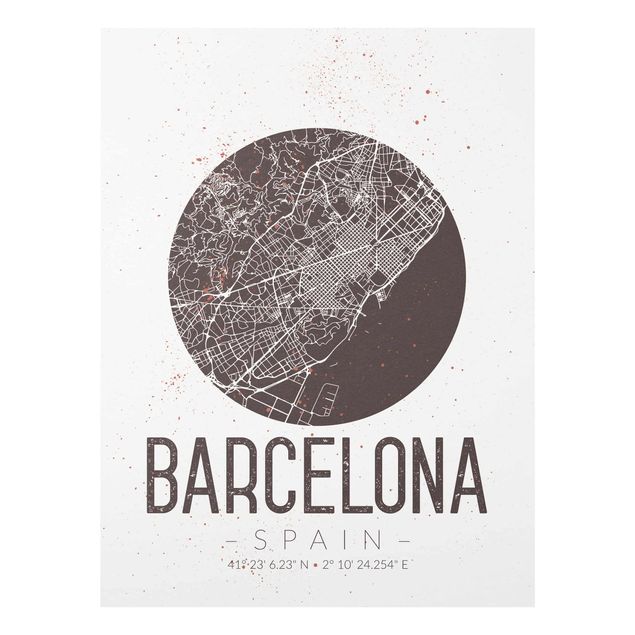 Obrazy do salonu nowoczesne Mapa miasta Barcelona - Retro