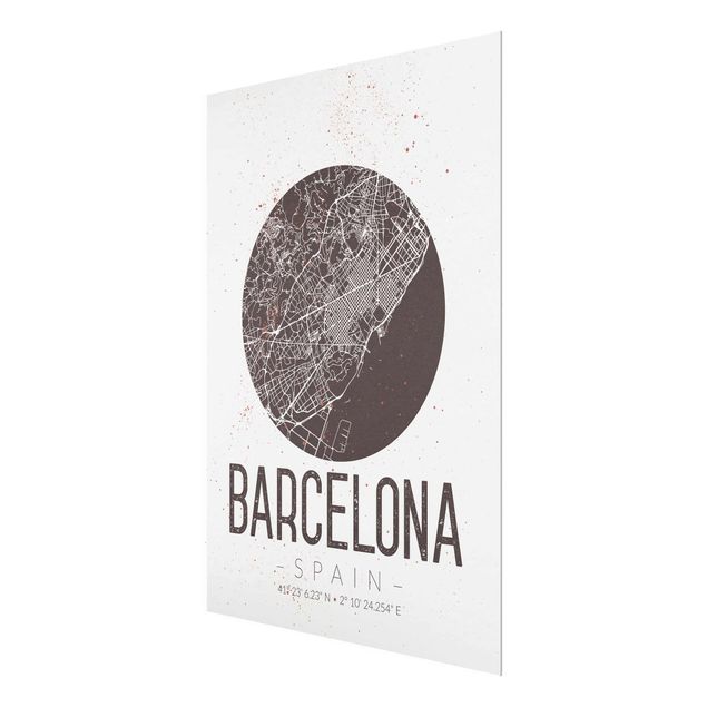 Nowoczesne obrazy Mapa miasta Barcelona - Retro