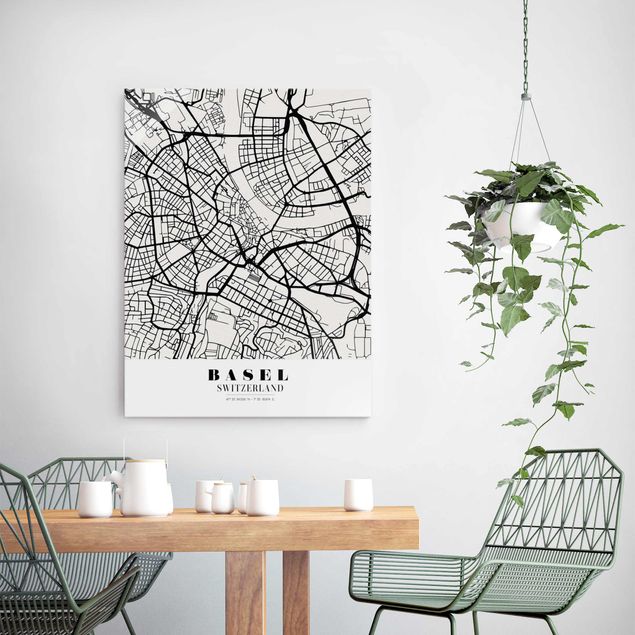Obrazy na szkle portret Mapa miasta Bazylea - Klasyczna