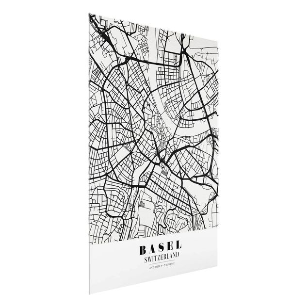 Obrazy na szkle powiedzenia Mapa miasta Bazylea - Klasyczna