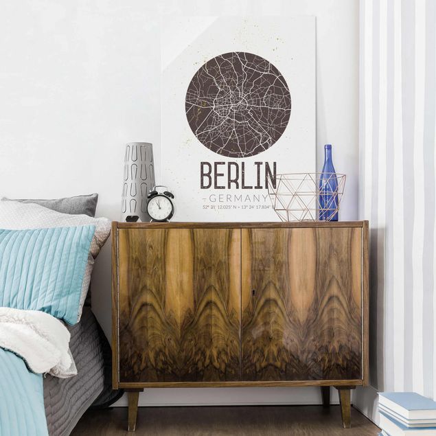 Obrazy na szkle portret Mapa miasta Berlin - Retro