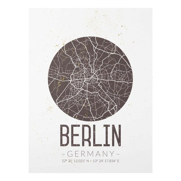 Obrazy na szkle powiedzenia Mapa miasta Berlin - Retro
