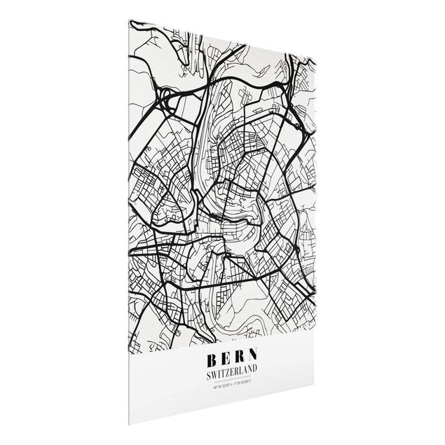 Obrazy na szkle powiedzenia Mapa miasta Berno - Klasyczna