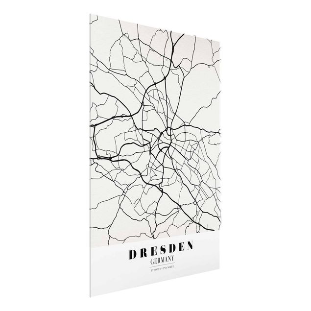 Obrazy na szkle powiedzenia Mapa miasta Drezno - Klasyczna