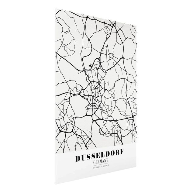 Obrazy na szkle powiedzenia Mapa miasta Düsseldorf - Klasyczna