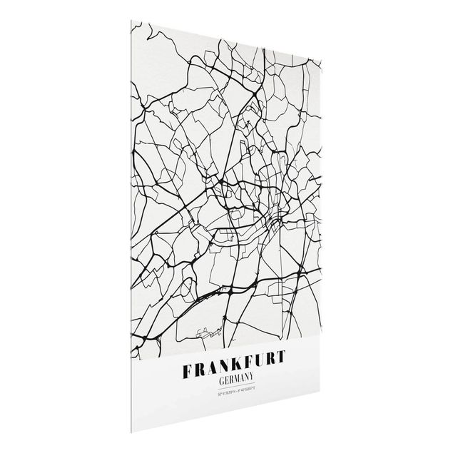 Obrazy na szkle powiedzenia Mapa miasta Frankfurt - Klasyczna