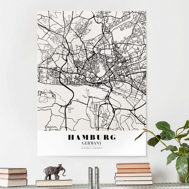 Obrazy na szkle Hamburg Mapa miasta Hamburg - Klasyczna