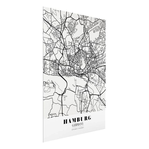 Obrazy na szkle mapy Mapa miasta Hamburg - Klasyczna