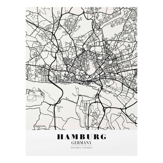 Obrazy na szkle powiedzenia Mapa miasta Hamburg - Klasyczna