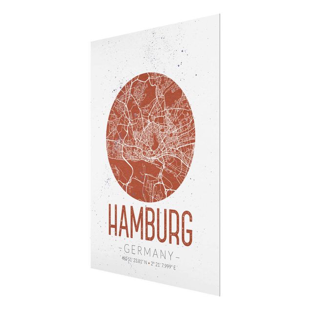 Obrazy do salonu Mapa miasta Hamburg - Retro