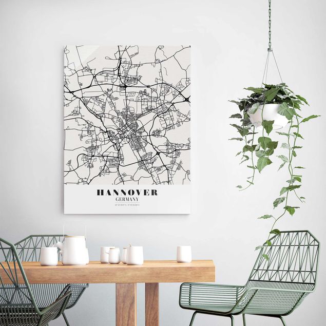 Obrazy na szkle mapy Mapa miasta Hanower - Klasyczna