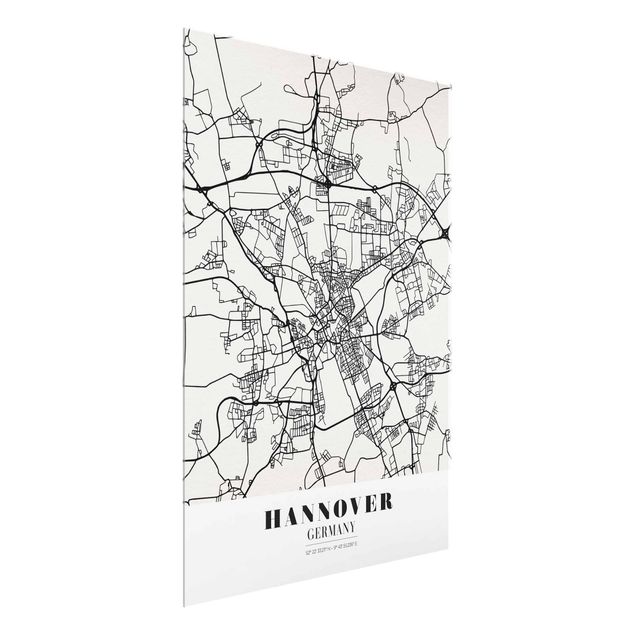 Obrazy na szkle powiedzenia Mapa miasta Hanower - Klasyczna
