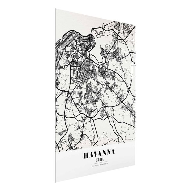 Obrazy na szkle powiedzenia Mapa miasta Hawana - Klasyczna