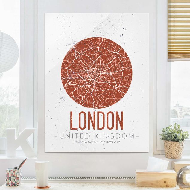Obrazy na szkle Londyn Mapa miasta Londyn - Retro