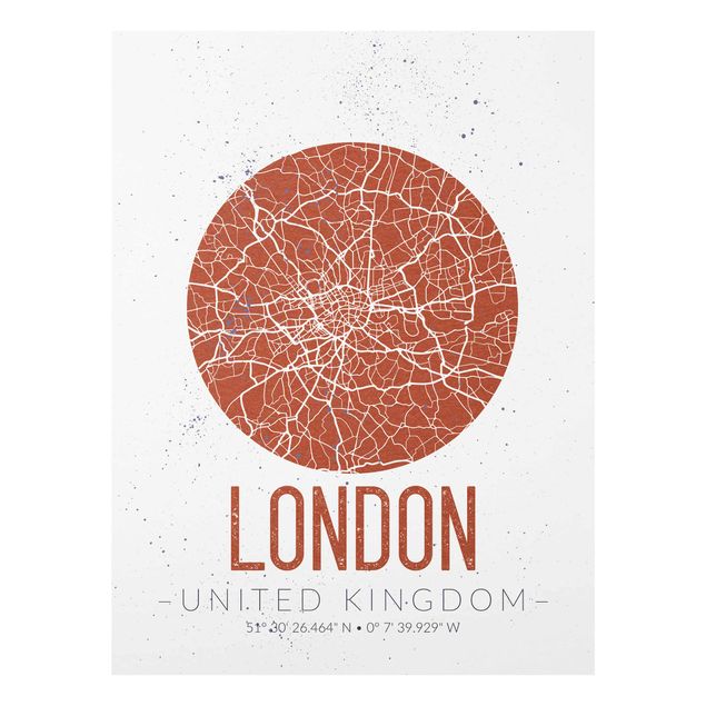 Obrazy Londyn Mapa miasta Londyn - Retro