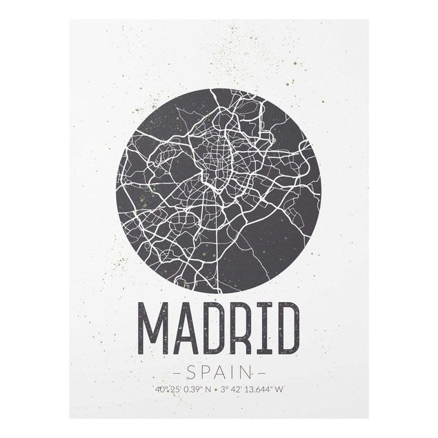 Nowoczesne obrazy do salonu Mapa miasta Madryt - Retro