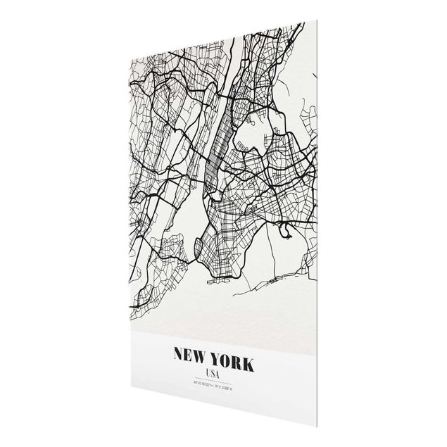 Obrazy na szkle powiedzenia Mapa miasta Nowy Jork - Klasyczna