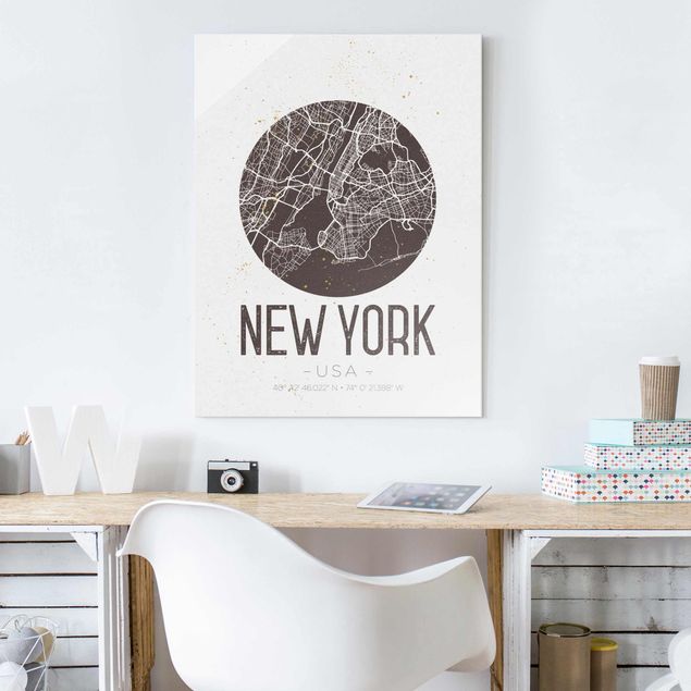 Dekoracja do kuchni Mapa miasta Nowy Jork - Retro