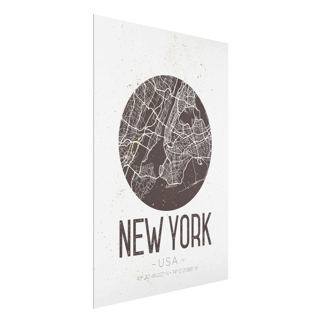 Nowoczesne obrazy Mapa miasta Nowy Jork - Retro