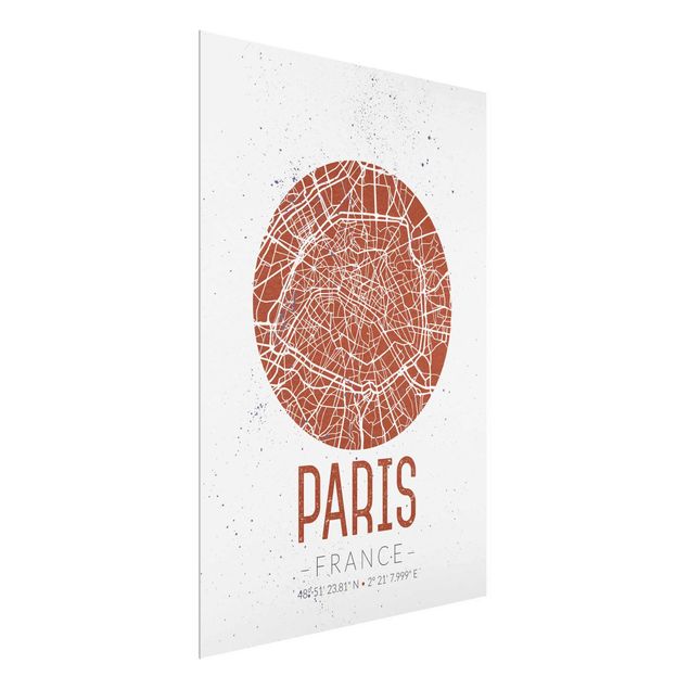 Nowoczesne obrazy Mapa miasta Paryż - Retro