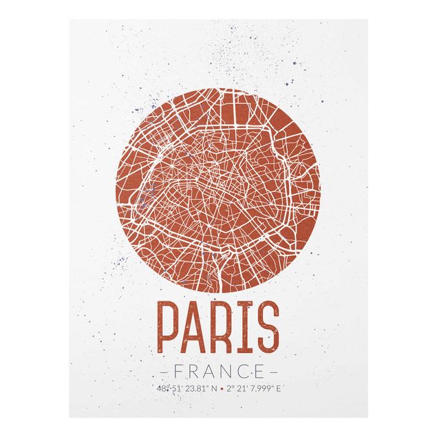 Paryż obraz Mapa miasta Paryż - Retro