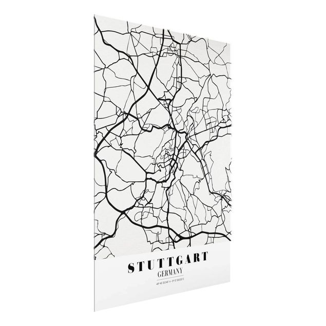 Obrazy na szkle powiedzenia Mapa miasta Stuttgart - Klasyczna