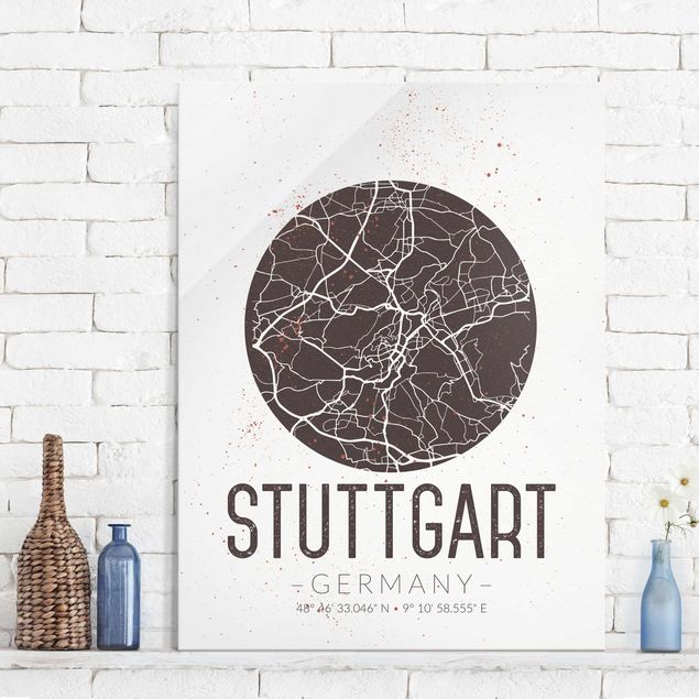Dekoracja do kuchni Mapa miasta Stuttgart - Retro