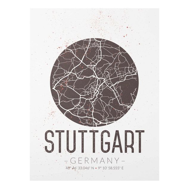 Nowoczesne obrazy do salonu Mapa miasta Stuttgart - Retro