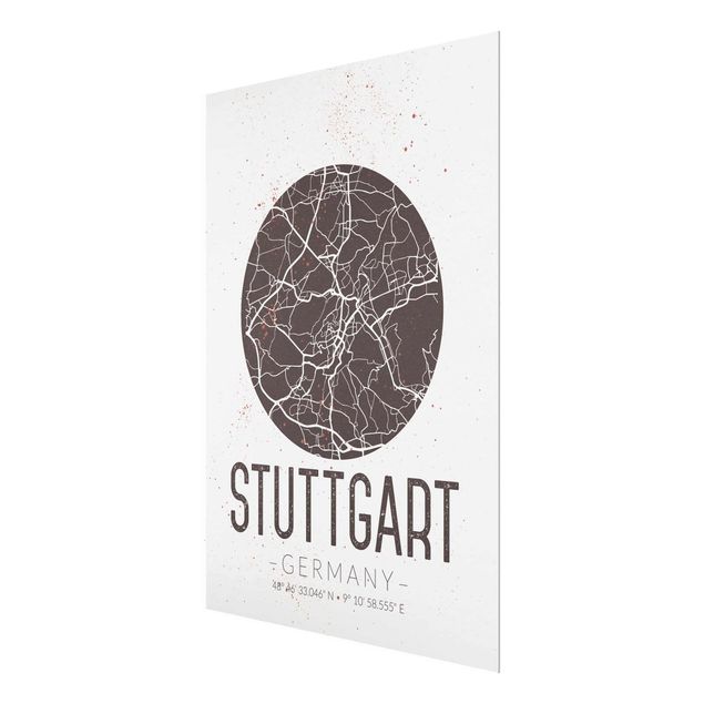 Obrazy nowoczesny Mapa miasta Stuttgart - Retro