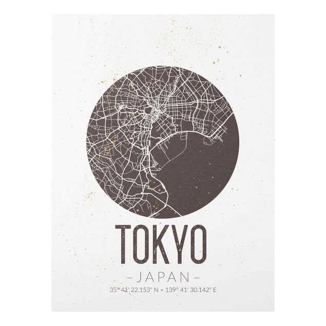 Obrazy na szkle powiedzenia Mapa miasta Tokio - Retro