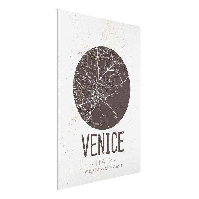 Obrazy na szkle powiedzenia Mapa miasta Wenecja - Retro