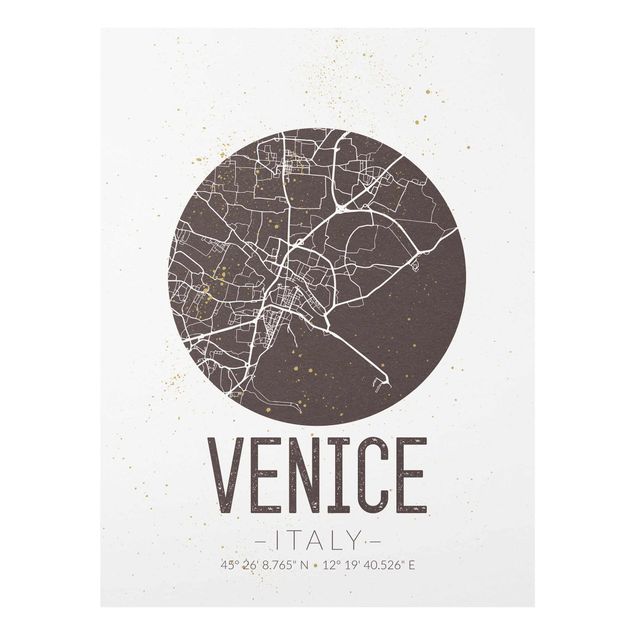 Nowoczesne obrazy do salonu Mapa miasta Wenecja - Retro