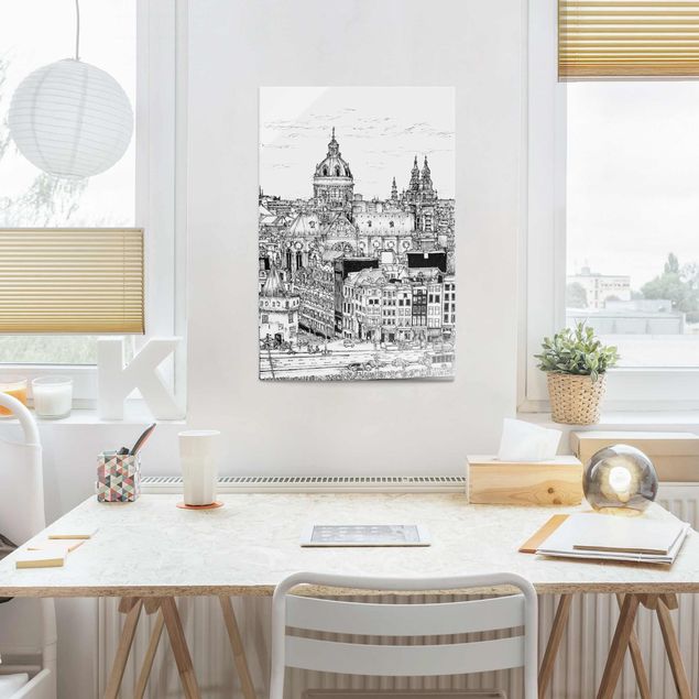 Obrazy na szkle portret Studium miasta - Stare Miasto