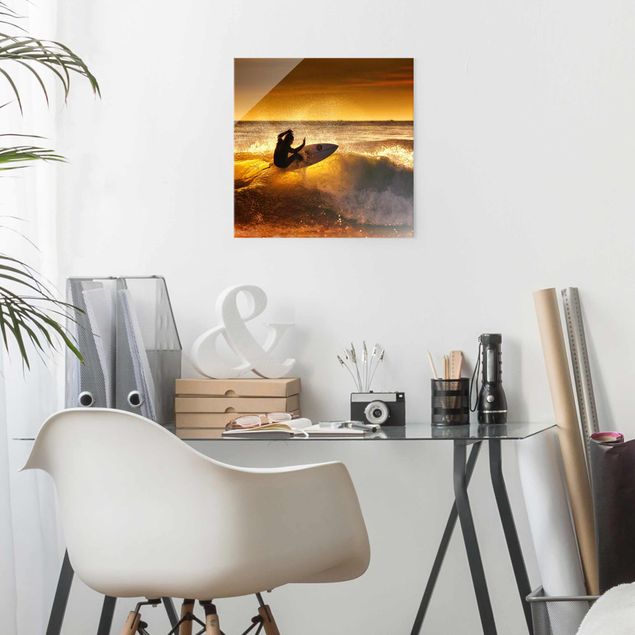 Obrazy na szkle wybrzeże Słońce, zabawa i surfing