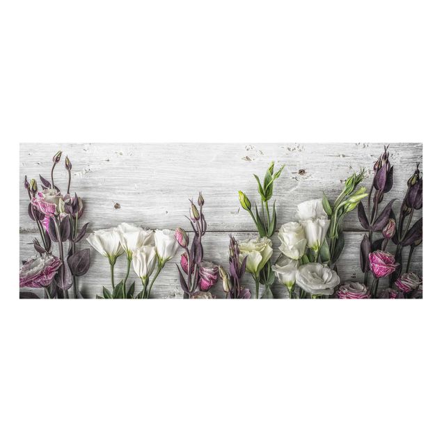 Obrazy nowoczesne Tulipanowa róża Shabby Wood Look
