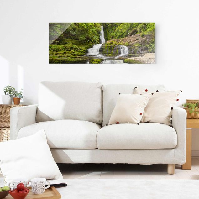 Obrazy na szkle panorama Wodospad Upper McLean w Nowej Zelandii