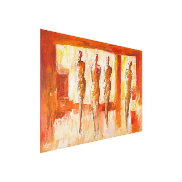 Nowoczesne obrazy do salonu Petra Schüßler - Cztery postacie w kolorze pomarańczowym